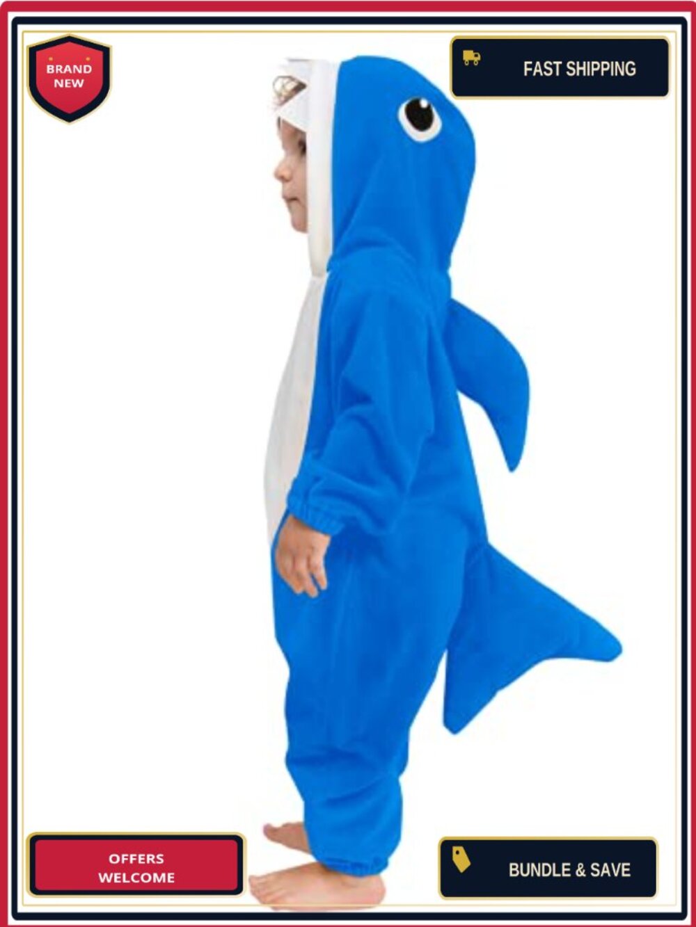 Shark Baby Costume Newborn Infant Toddler Boys Girls 0-4T Soft Velvet